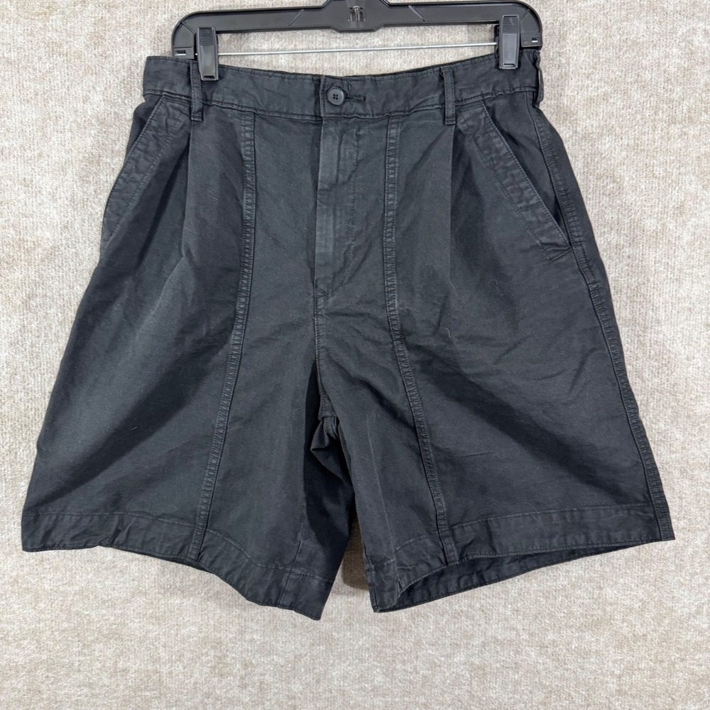Everlane Organic Cotton Linen Way-High Shorts Womens 8 Black Hi Rise Minimalist